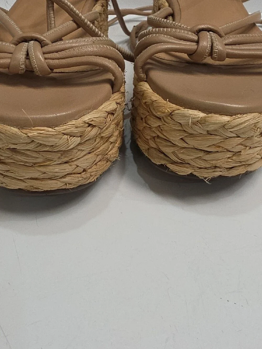 Seychelles Made for This Neutral Lace-Up Espadrille Wedge Sandals - Size 8